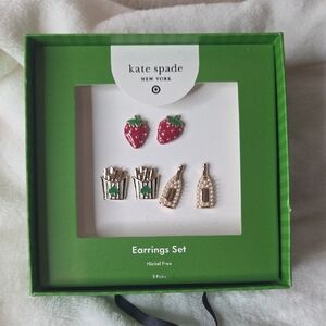 Kate Spade Fun Earrings Set with Red, Gold, and Green